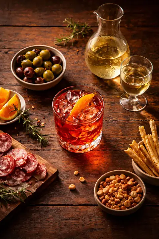 Weinauswahl und Aperitivo