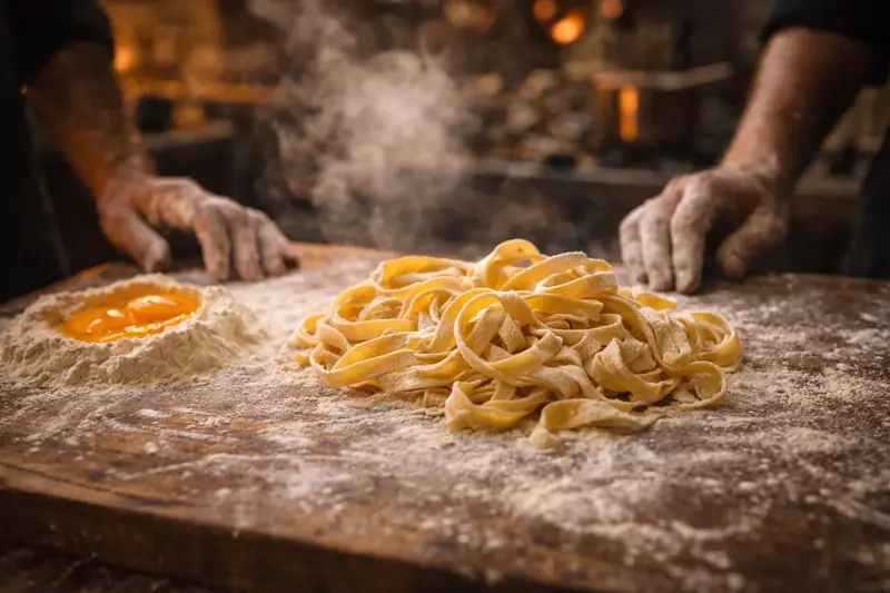 Handgemachte Pasta frisch aus der Küche