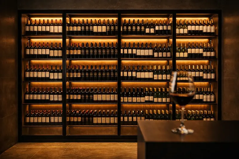 Weinkeller mit italienischen und Schweizer Weinen